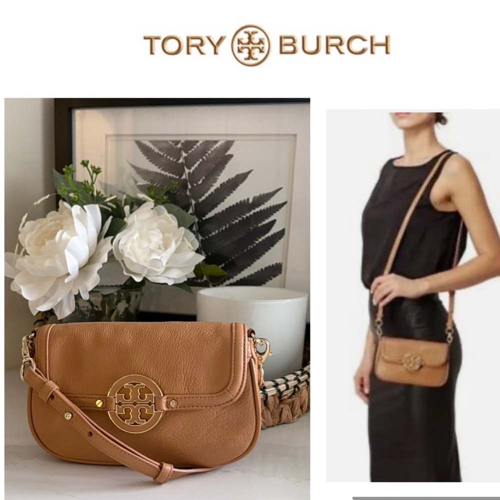 Tory Burch Tan Leather Crossbody with Gold Logo